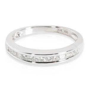 Princess Cut Diamond Wedding Band in 18K White Gold (0.42 CTW)